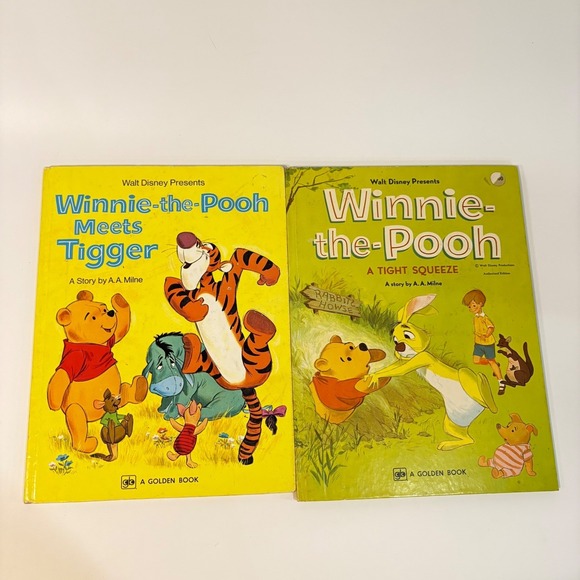 Little Golden Books Other - Vtg Disney Winnie the Pooh Golden Books Meets Tigger A Tight Squeeze Set of 2